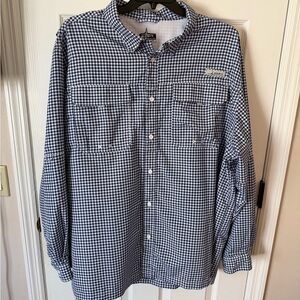 Men's Navy Gingham Button-Down Shirt